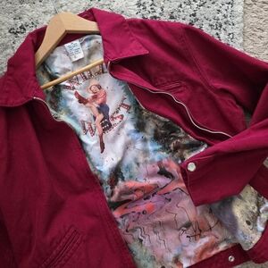 Vintage Wild West Utility Jacket Cotton Denim Womns M Red Barn Jacket Rodeo Chic